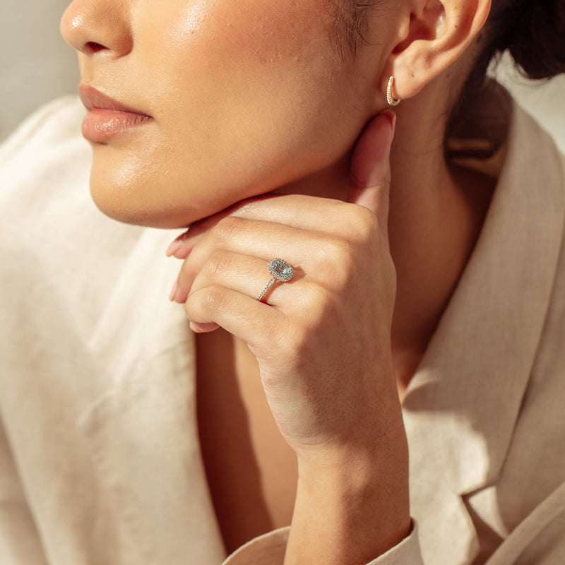 18ct White Gold 1.26ct Aquamarine & Diamond Sierra Ring - Ring - Walker & Hall