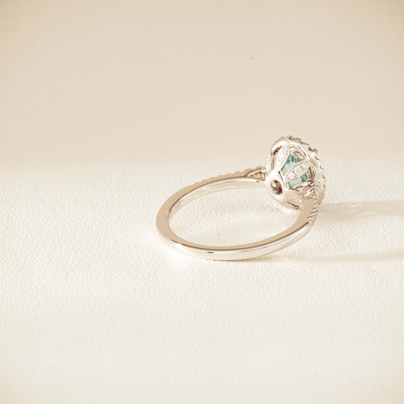 18ct White Gold 1.26ct Aquamarine & Diamond Sierra Ring - Ring - Walker & Hall