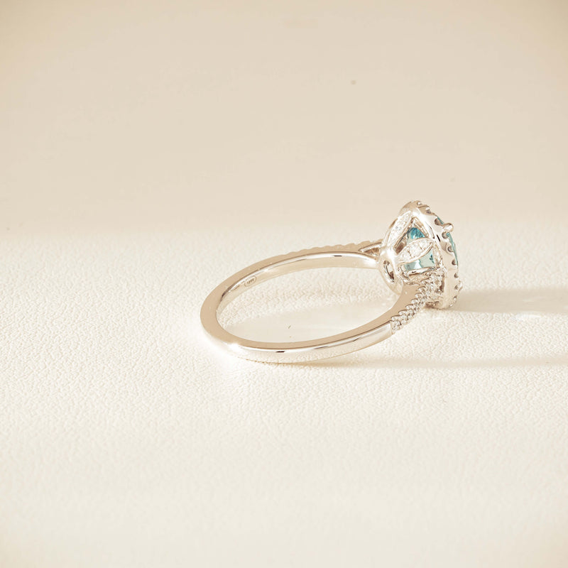 18ct White Gold 1.26ct Aquamarine & Diamond Sierra Ring - Ring - Walker & Hall