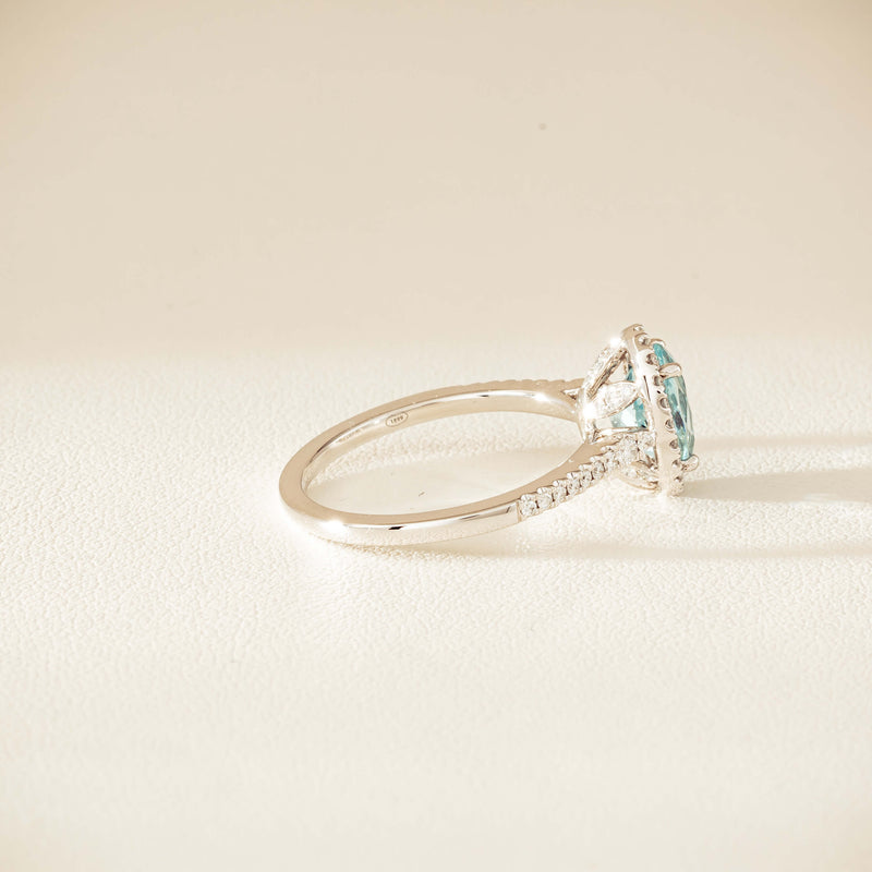 18ct White Gold 1.26ct Aquamarine & Diamond Sierra Ring - Ring - Walker & Hall