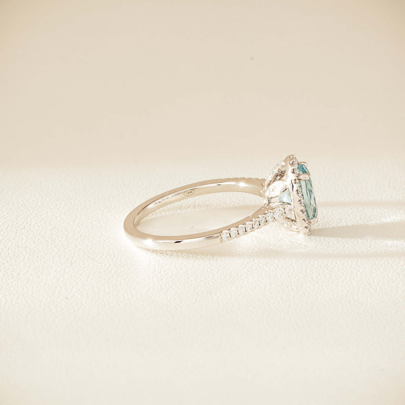 18ct White Gold 1.26ct Aquamarine & Diamond Sierra Ring - Ring - Walker & Hall