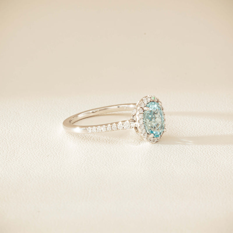 18ct White Gold 1.26ct Aquamarine & Diamond Sierra Ring - Ring - Walker & Hall
