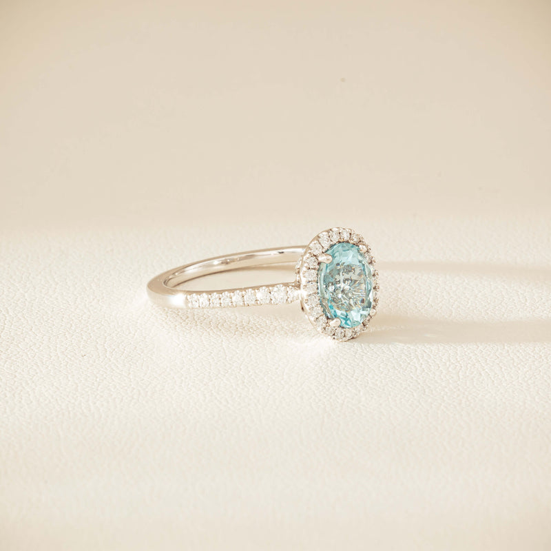 18ct White Gold 1.26ct Aquamarine & Diamond Sierra Ring - Ring - Walker & Hall