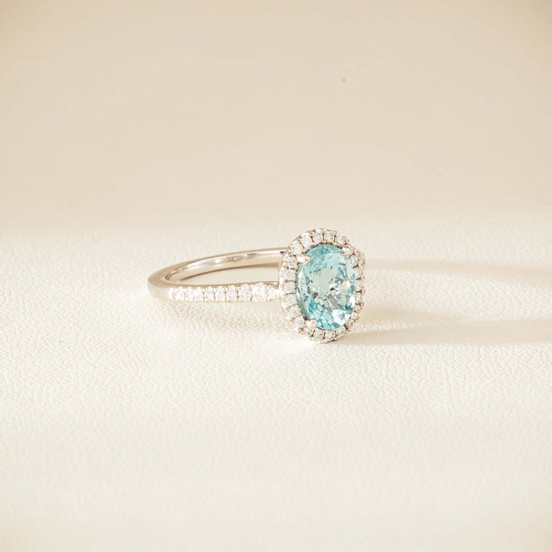 18ct White Gold 1.26ct Aquamarine & Diamond Sierra Ring - Ring - Walker & Hall