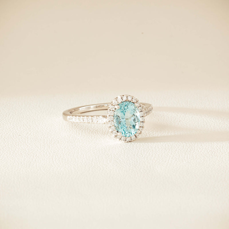 18ct White Gold 1.26ct Aquamarine & Diamond Sierra Ring - Ring - Walker & Hall