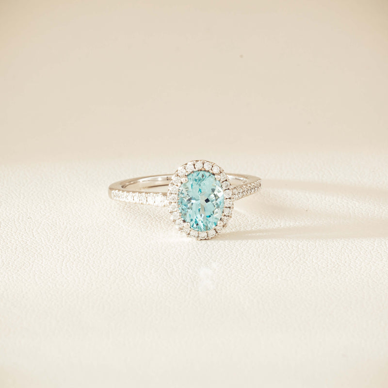 18ct White Gold 1.26ct Aquamarine & Diamond Sierra Ring - Ring - Walker & Hall