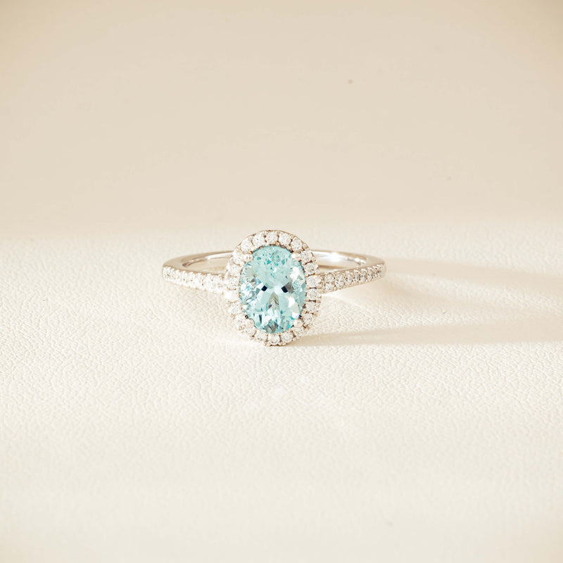 18ct White Gold 1.26ct Aquamarine & Diamond Sierra Ring - Ring - Walker & Hall