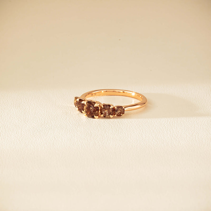 18ct Rose Gold Five-Stone Smoky Quartz Octavia Ring - Ring - Walker & Hall