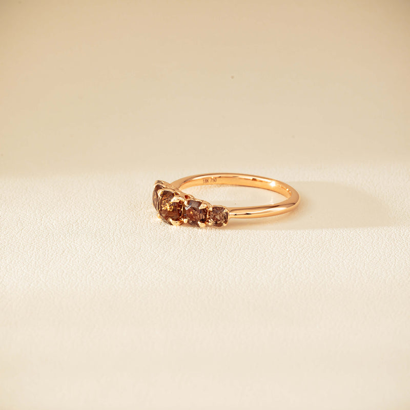 18ct Rose Gold Five-Stone Smoky Quartz Octavia Ring - Ring - Walker & Hall