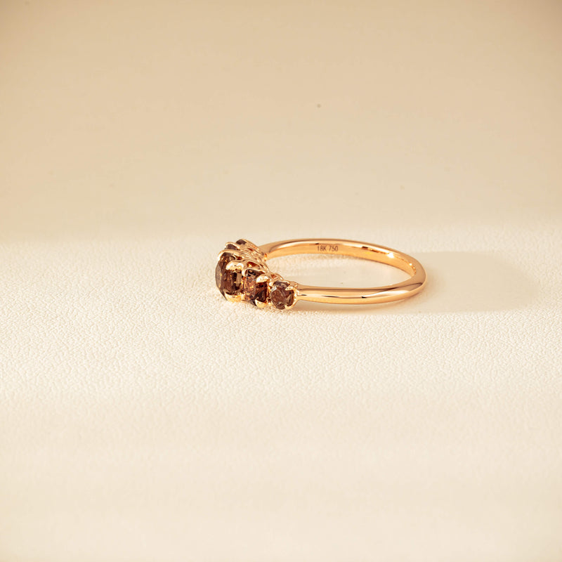 18ct Rose Gold Five-Stone Smoky Quartz Octavia Ring - Ring - Walker & Hall