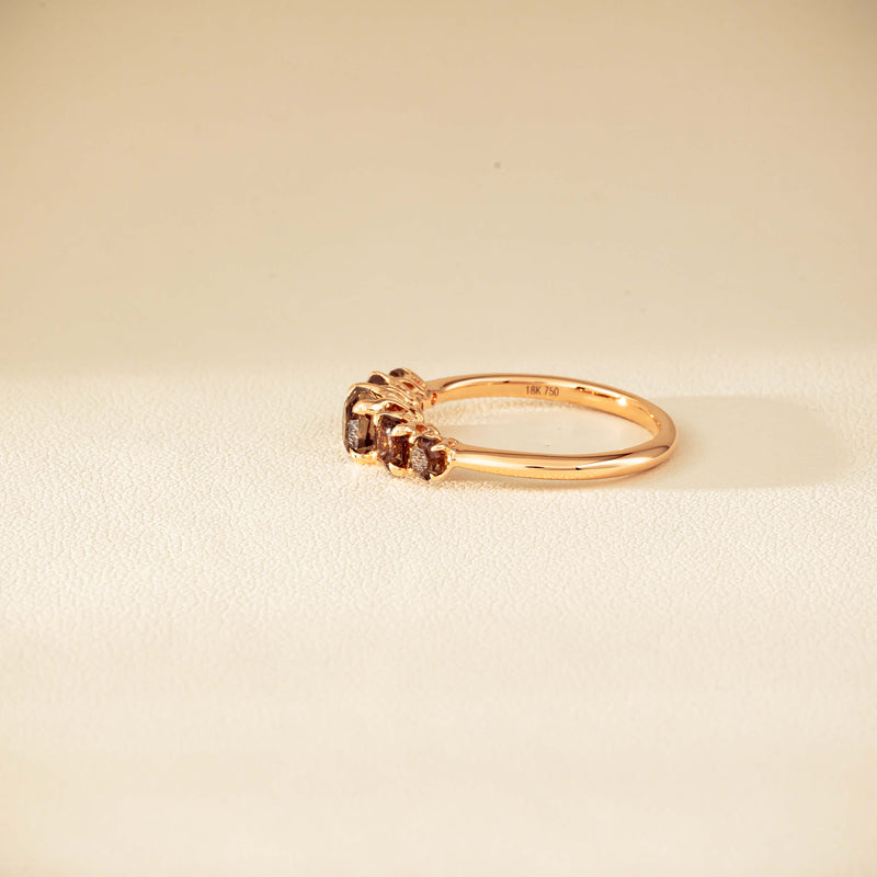 18ct Rose Gold Five-Stone Smoky Quartz Octavia Ring - Ring - Walker & Hall