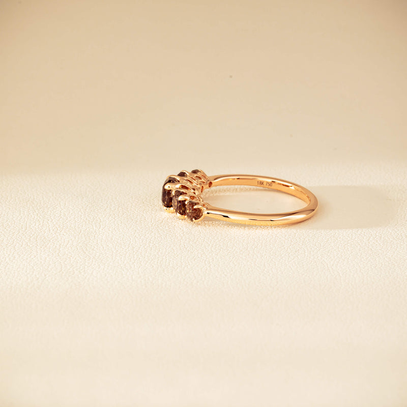 18ct Rose Gold Five-Stone Smoky Quartz Octavia Ring - Ring - Walker & Hall