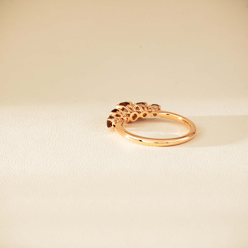 18ct Rose Gold Five-Stone Smoky Quartz Octavia Ring - Ring - Walker & Hall