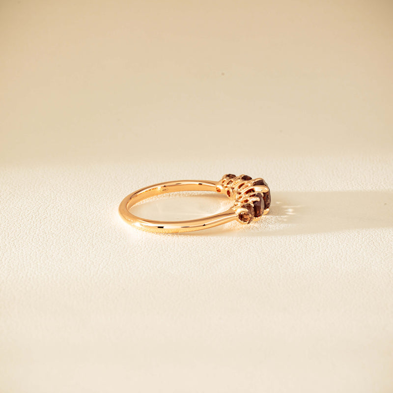 18ct Rose Gold Five-Stone Smoky Quartz Octavia Ring - Ring - Walker & Hall