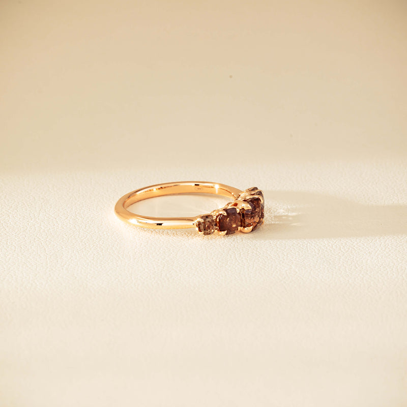 18ct Rose Gold Five-Stone Smoky Quartz Octavia Ring - Ring - Walker & Hall