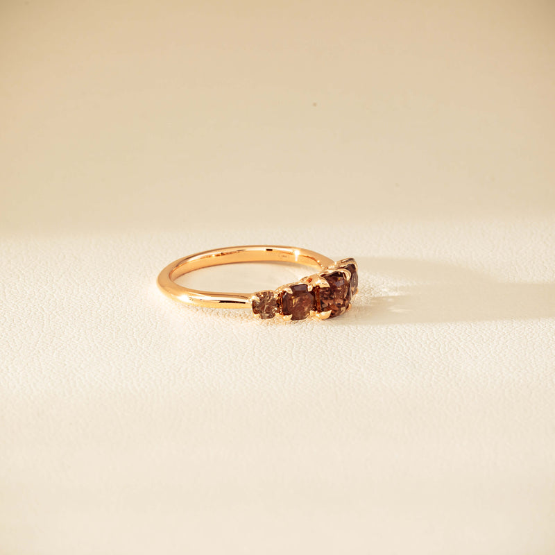 18ct Rose Gold Five-Stone Smoky Quartz Octavia Ring - Ring - Walker & Hall