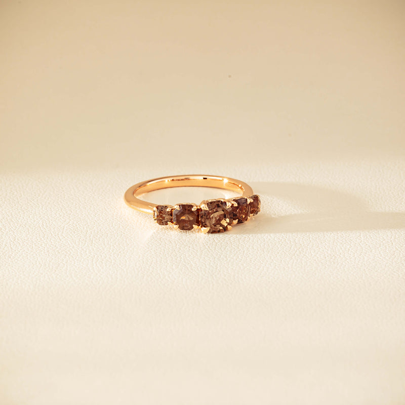 18ct Rose Gold Five-Stone Smoky Quartz Octavia Ring - Ring - Walker & Hall