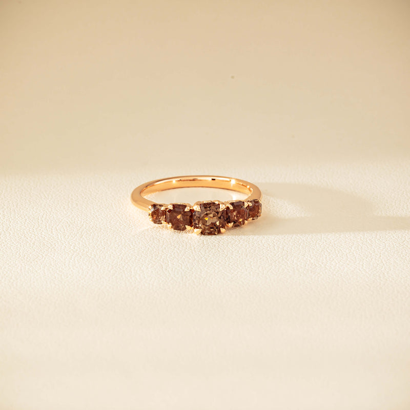 18ct Rose Gold Five-Stone Smoky Quartz Octavia Ring - Ring - Walker & Hall