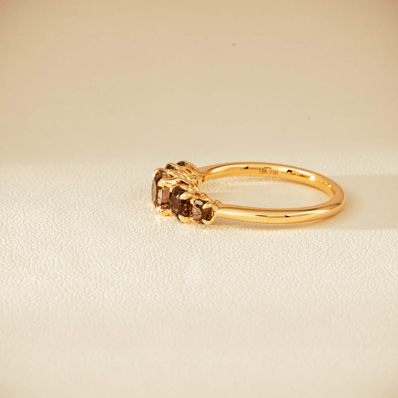 18ct Yellow Gold Five-Stone Smoky Quartz Octavia Ring - Ring - Walker & Hall
