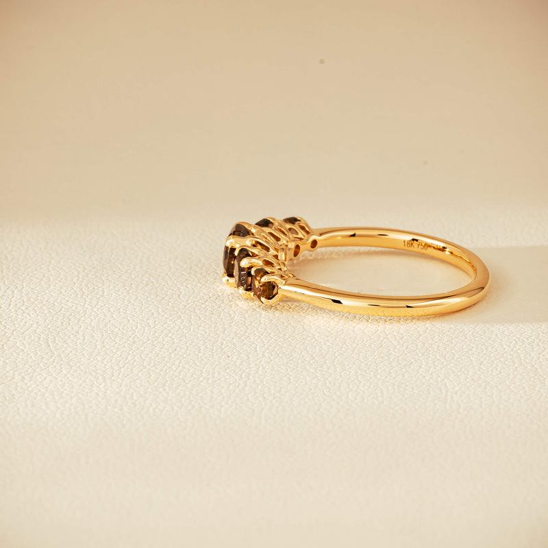 18ct Yellow Gold Five-Stone Smoky Quartz Octavia Ring - Ring - Walker & Hall