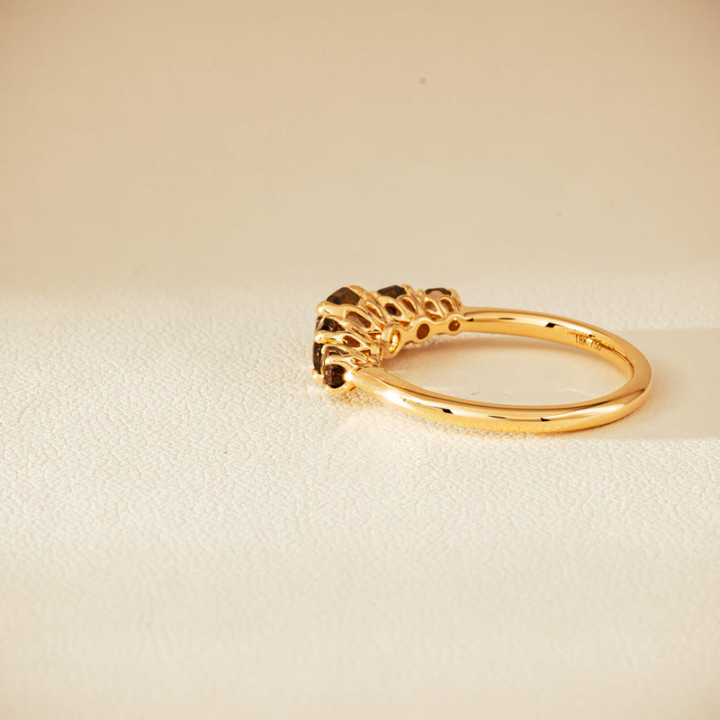 18ct Yellow Gold Five-Stone Smoky Quartz Octavia Ring - Ring - Walker & Hall