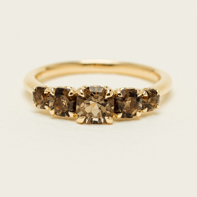 18ct Yellow Gold Five-Stone Smoky Quartz Octavia Ring - Ring - Walker & Hall