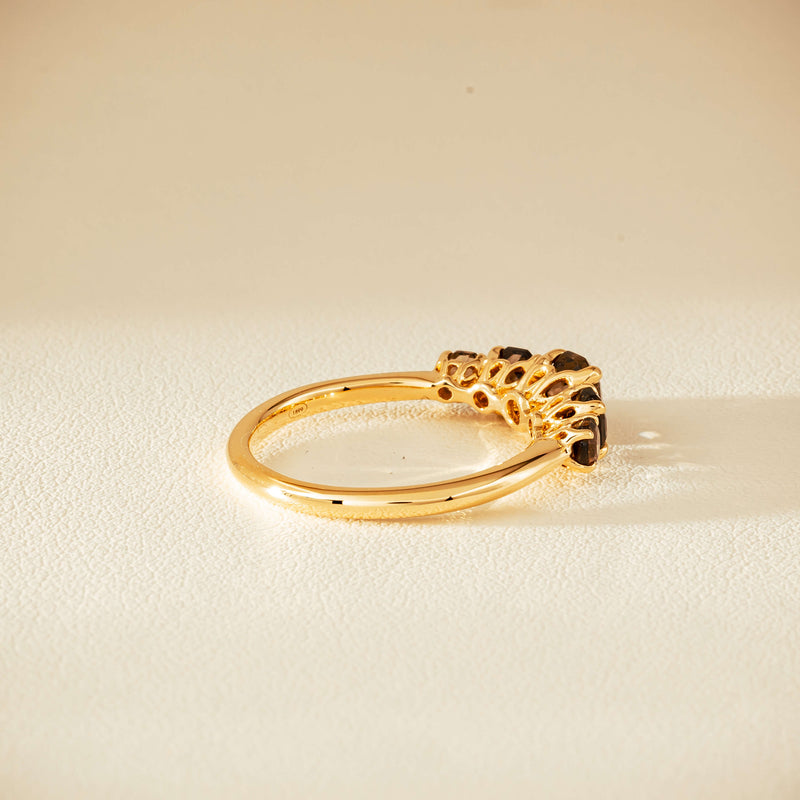 18ct Yellow Gold Five-Stone Smoky Quartz Octavia Ring - Ring - Walker & Hall
