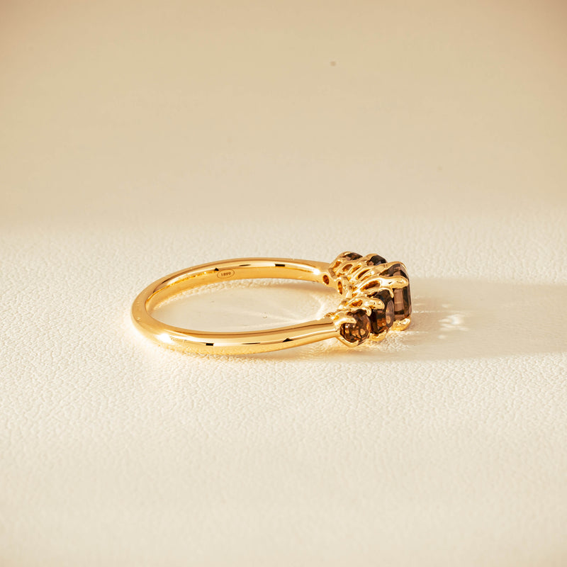 18ct Yellow Gold Five-Stone Smoky Quartz Octavia Ring - Ring - Walker & Hall