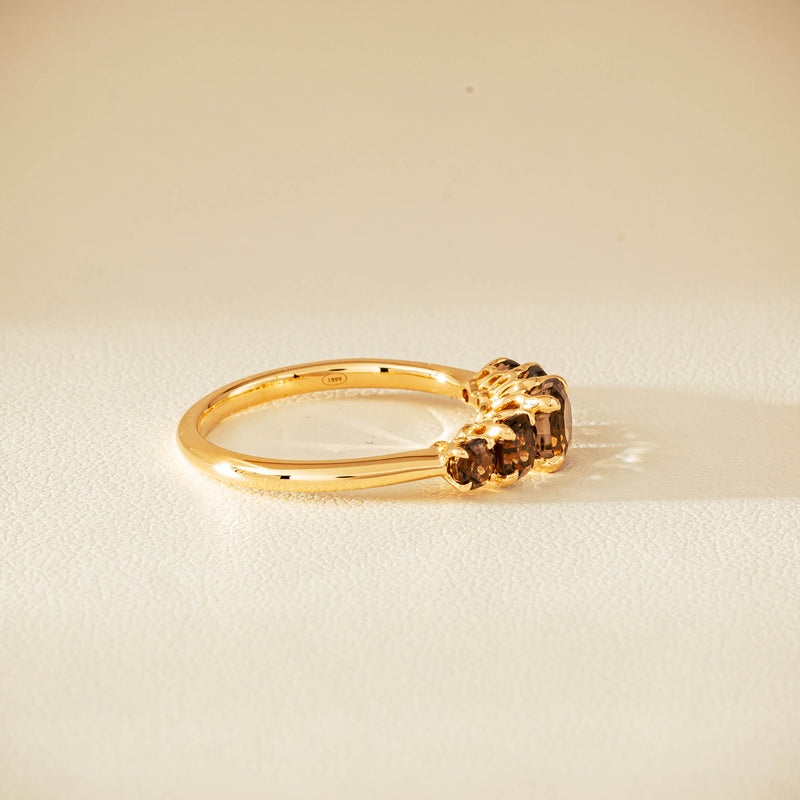 18ct Yellow Gold Five-Stone Smoky Quartz Octavia Ring - Ring - Walker & Hall