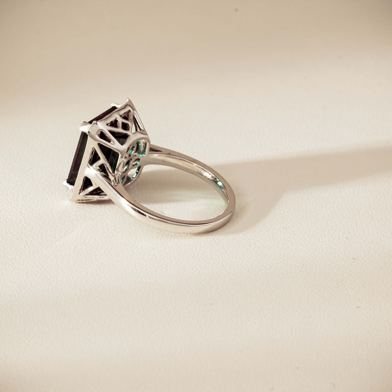 18ct White Gold 8.24ct Green Tourmaline & Diamond Empire Ring - Ring - Walker & Hall