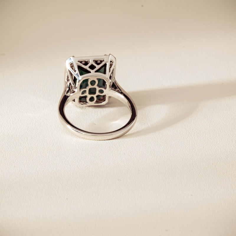 18ct White Gold 8.24ct Green Tourmaline & Diamond Empire Ring - Ring - Walker & Hall