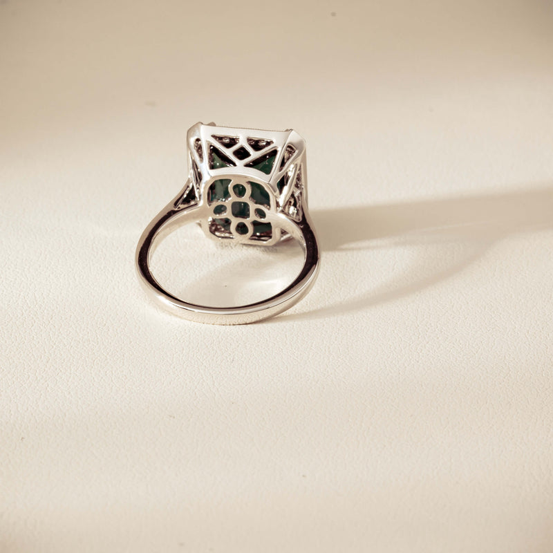 18ct White Gold 8.24ct Green Tourmaline & Diamond Empire Ring - Ring - Walker & Hall