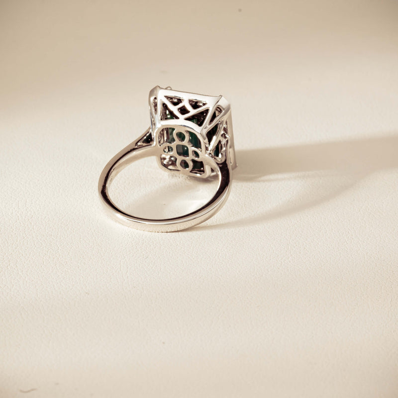 18ct White Gold 8.24ct Green Tourmaline & Diamond Empire Ring - Ring - Walker & Hall