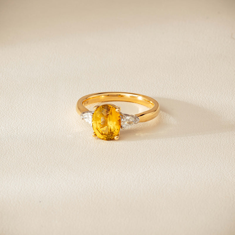 18ct Yellow Gold 2.62ct Yellow Sapphire & Diamond Ayla Ring - Ring - Walker & Hall