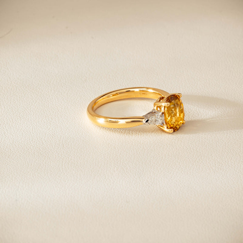18ct Yellow Gold 2.62ct Yellow Sapphire & Diamond Ayla Ring - Ring - Walker & Hall