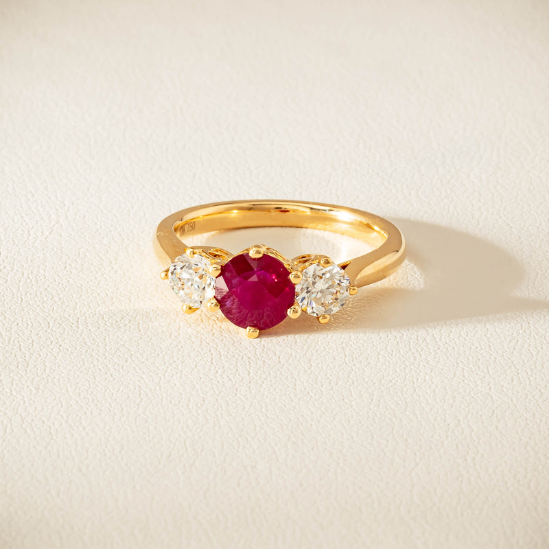18ct Yellow Gold 1.38ct Ruby & Diamond Coronado Ring - Ring - Walker & Hall