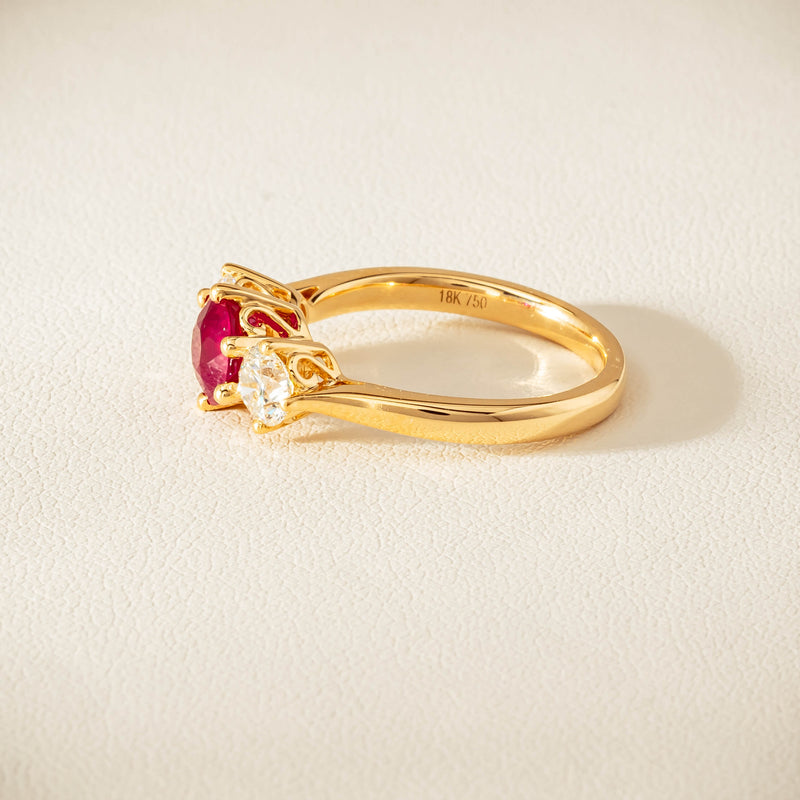 18ct Yellow Gold 1.38ct Ruby & Diamond Coronado Ring - Ring - Walker & Hall