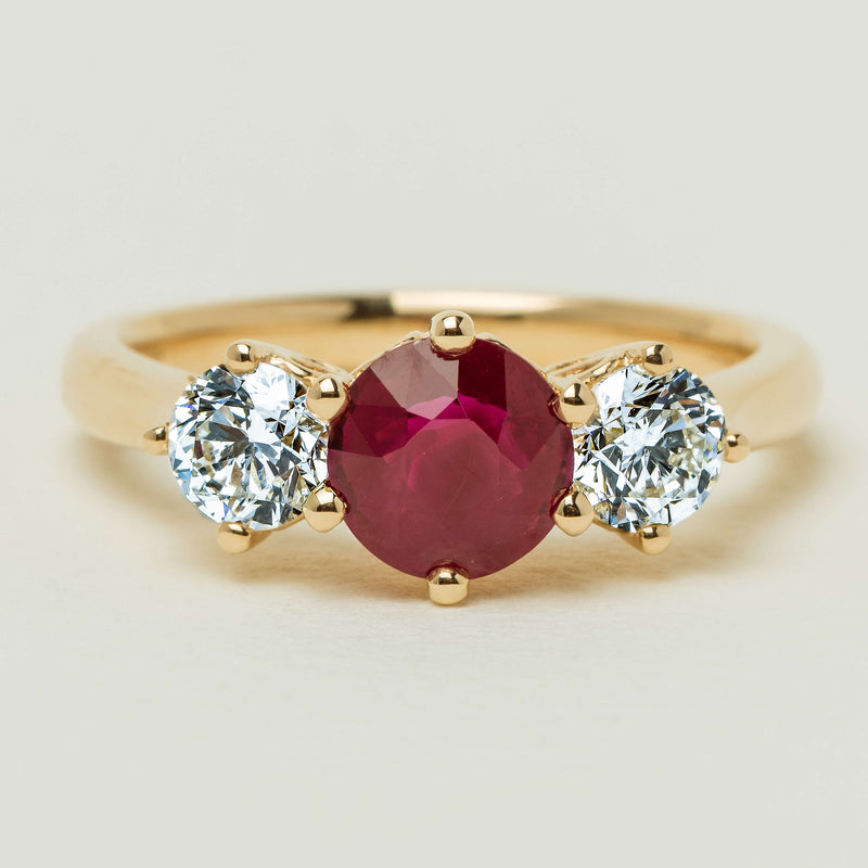 18ct Yellow Gold 1.38ct Ruby & Diamond Coronado Ring - Ring - Walker & Hall