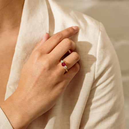 18ct Yellow Gold 1.38ct Ruby & Diamond Coronado Ring - Ring - Walker & Hall