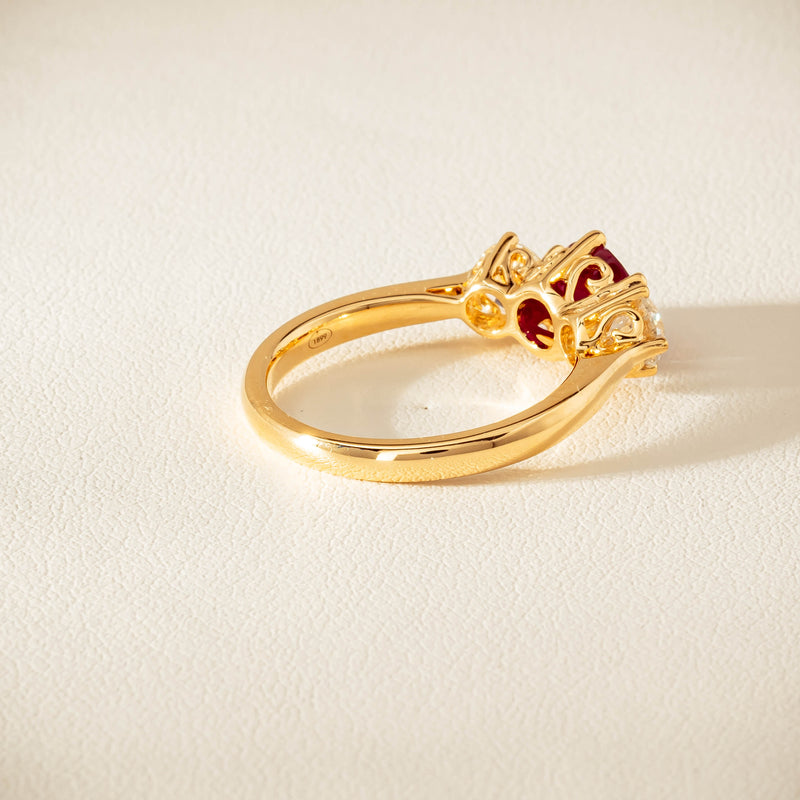 18ct Yellow Gold 1.38ct Ruby & Diamond Coronado Ring - Ring - Walker & Hall