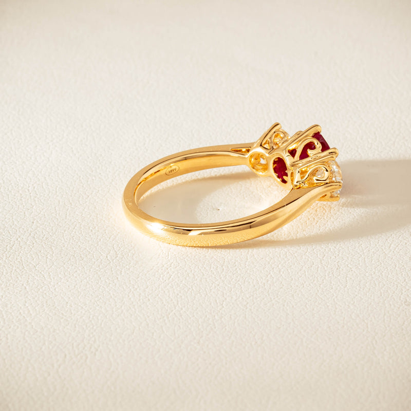 18ct Yellow Gold 1.38ct Ruby & Diamond Coronado Ring - Ring - Walker & Hall
