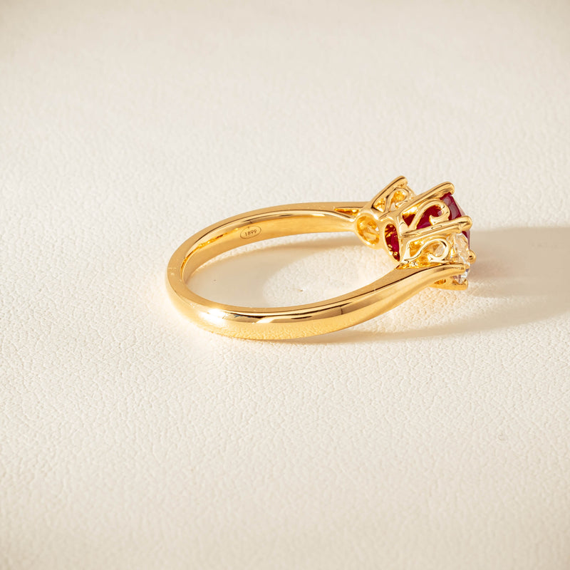 18ct Yellow Gold 1.38ct Ruby & Diamond Coronado Ring - Ring - Walker & Hall