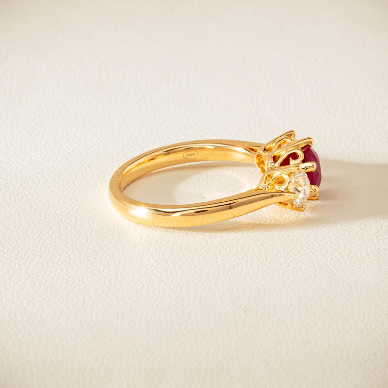 18ct Yellow Gold 1.38ct Ruby & Diamond Coronado Ring - Ring - Walker & Hall