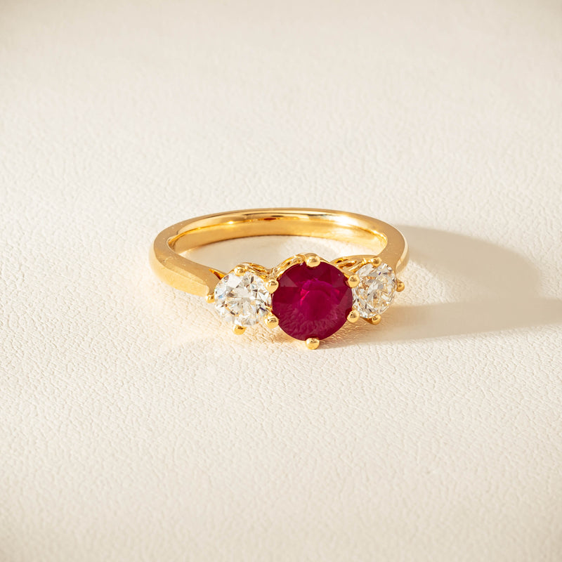 18ct Yellow Gold 1.38ct Ruby & Diamond Coronado Ring - Ring - Walker & Hall