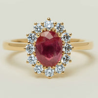 18ct Yellow Gold 1.54ct Ruby & Diamond Belle Ring - Ring - Walker & Hall