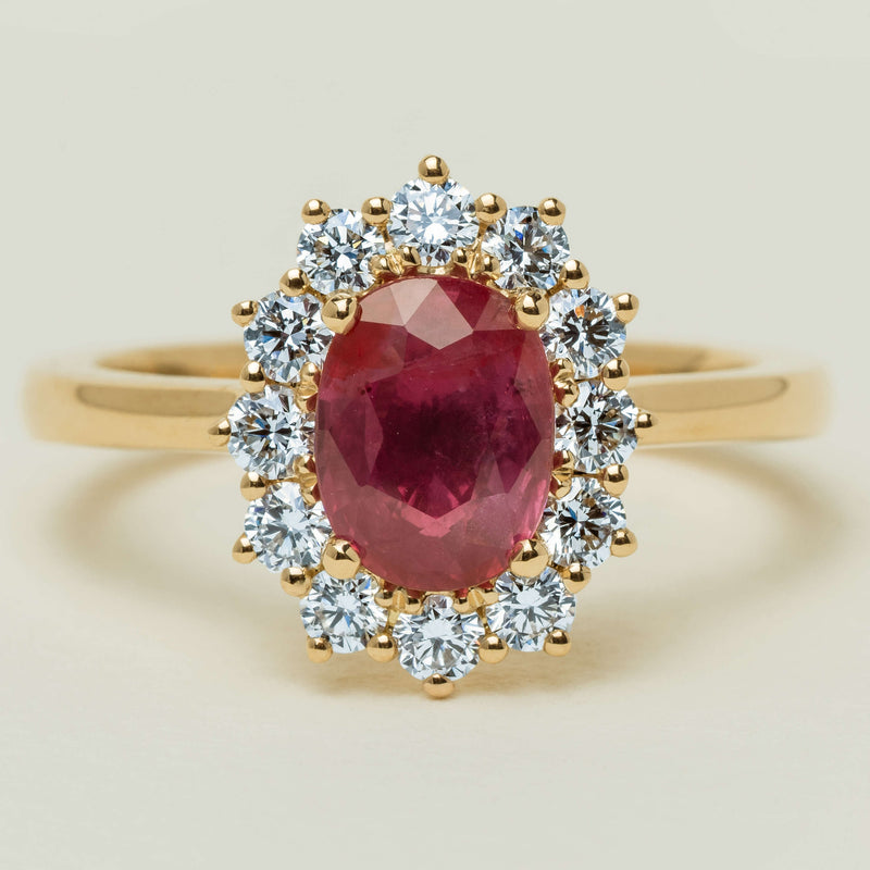 18ct Yellow Gold 1.54ct Ruby & Diamond Belle Ring - Ring - Walker & Hall