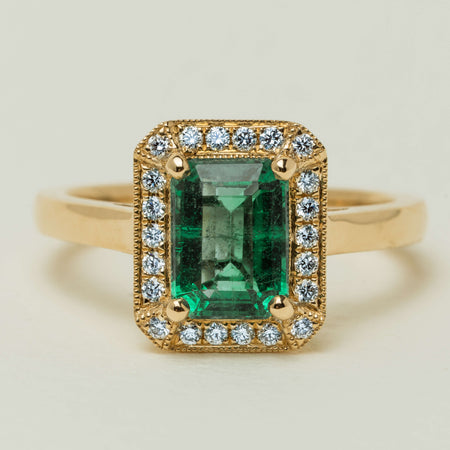 18ct Yellow Gold 1.70ct Emerald & Diamond Empire Ring - Ring - Walker & Hall