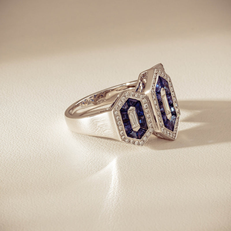 18ct White Gold 1.91ct Sapphire & Diamond Cluster Ring - Ring - Walker & Hall