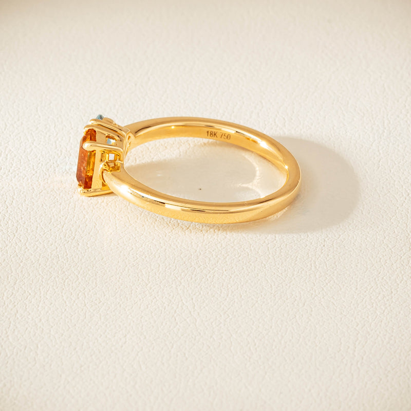 18ct Yellow Gold Citrine & Aquamarine Toi et Moi Ring - Ring - Walker & Hall