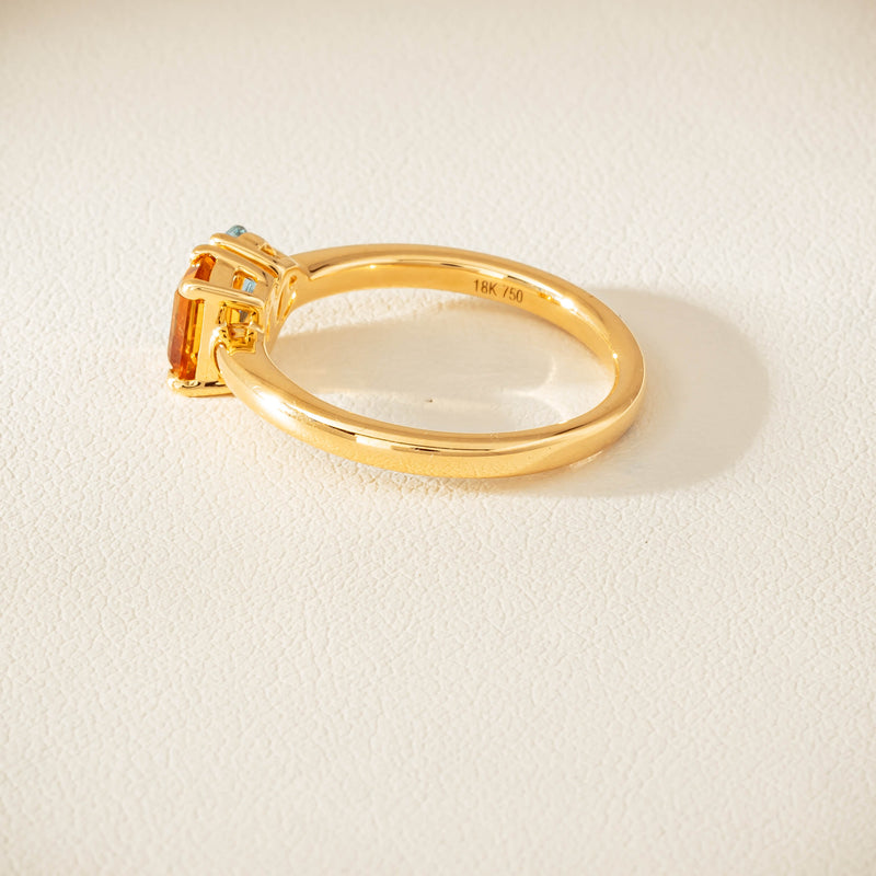 18ct Yellow Gold Citrine & Aquamarine Toi et Moi Ring - Ring - Walker & Hall